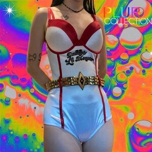Spirit Halloween x Undergirl Harley Quinn Daddys Little Monster Rave Bodysuit